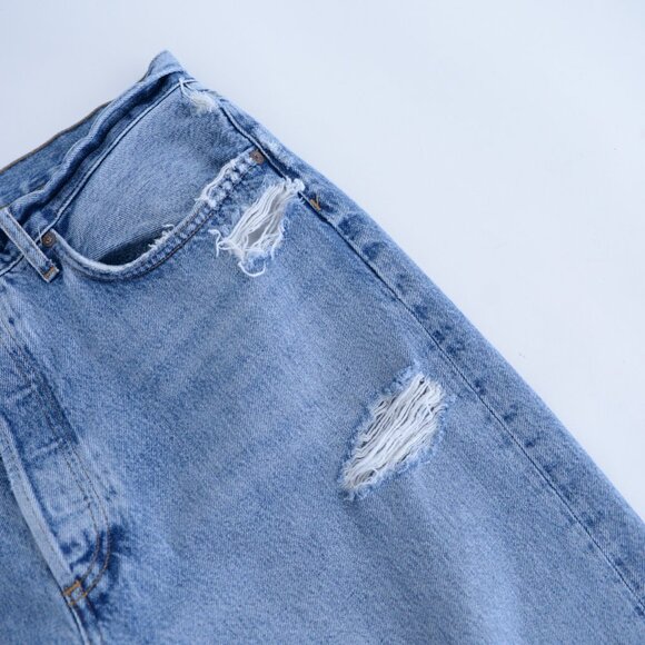 Agolde Los Angeles Loose Distressed 100% Cotton Light Wash Blue Denim 90s Jeans - Picture 9 of 14